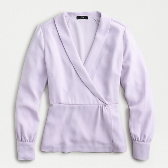 J. Crew Lilac Purple Drapey Faux Wrap Top 365 Crepe Fabric Size 8 - Picture 1 of 16